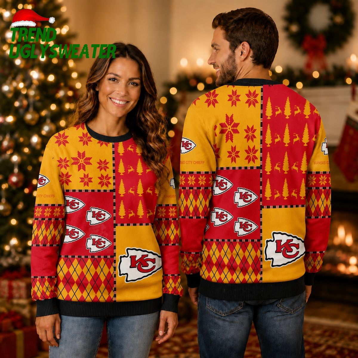 Kansas City Chiefs Festive Patchwork Ugly Christmas Sweater