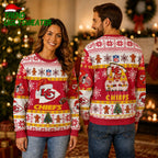 Kansas City Chiefs Gingerbread Gridiron Cheer Ugly Christmas Sweater