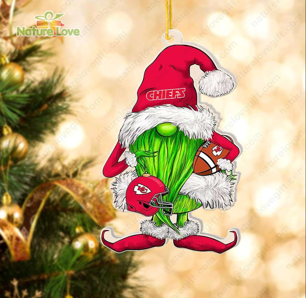 Kansas City Chiefs Gnome Christmas Ornament Santa Xmas Tree Decoration