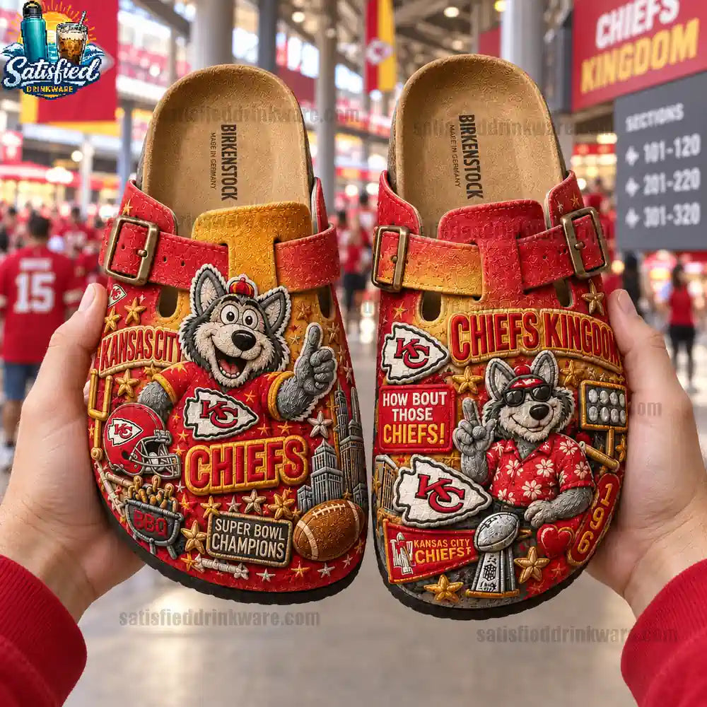 Kansas City Chiefs Kingdom 3D Embossed Football Suede Clogs