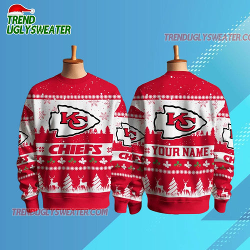 Personalized Kansas City Chiefs Nfl Snow Ugly Christmas Sweater