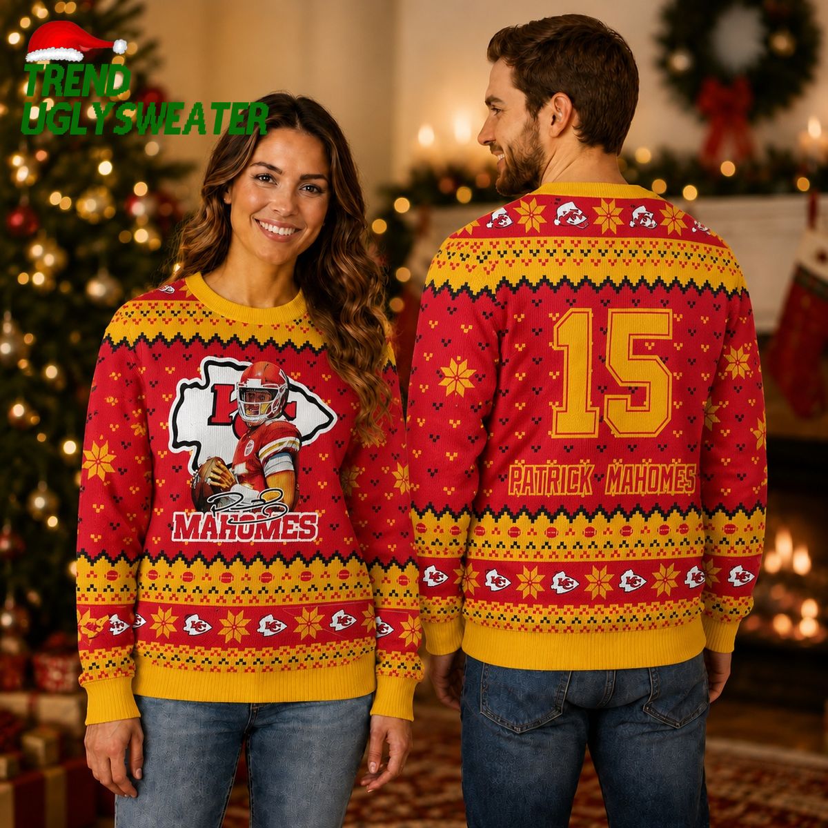 Kansas City Chiefs Patrick Mahomes 15 Ugly Christmas Sweater