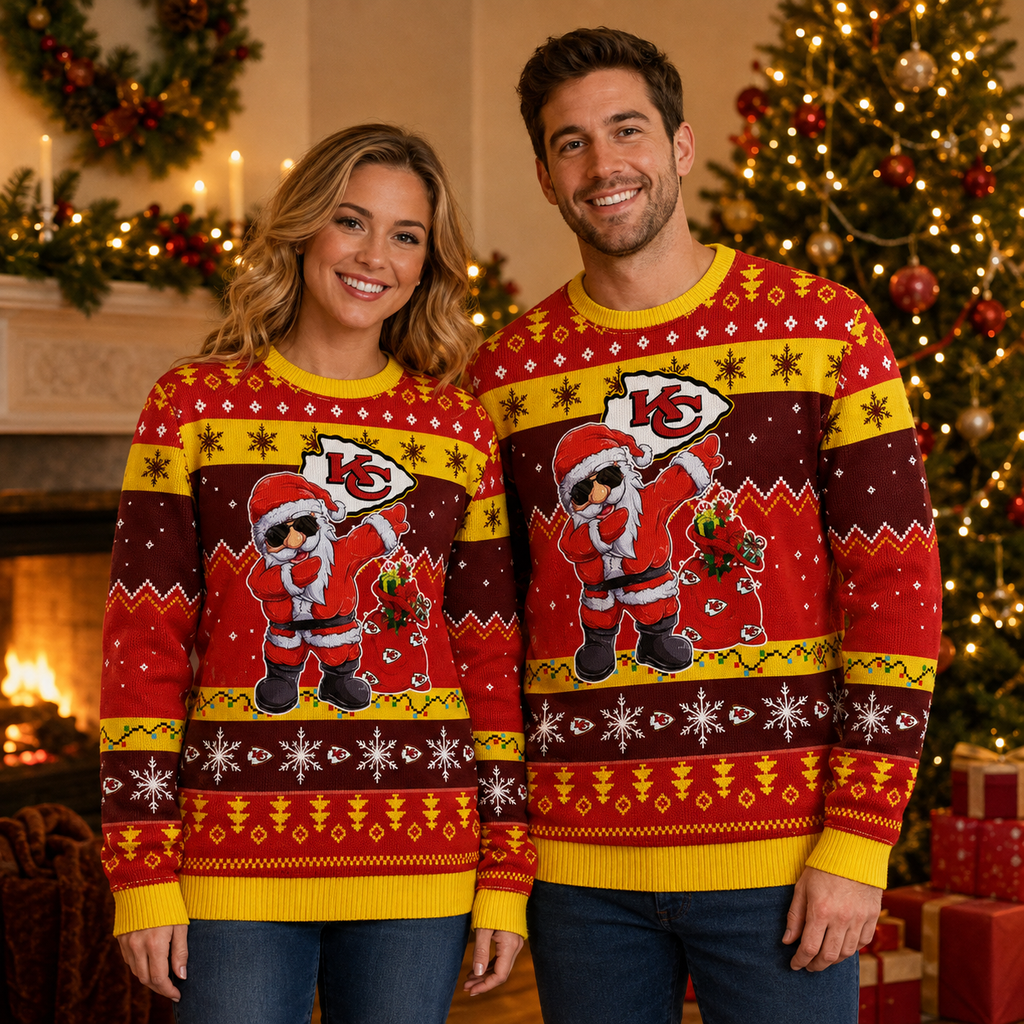 Kansas City Chiefs Ugly Sweater Santa Claus Ugly Christmas Sweater