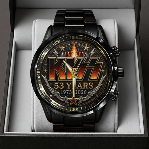 KISS 53 Years Anniversary Black Stainless Steel Watch - TANTN24554