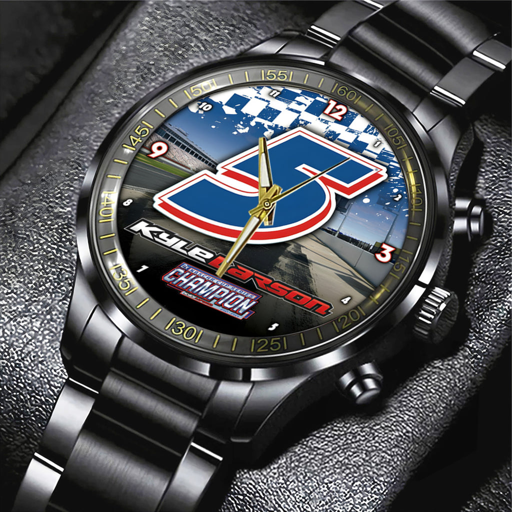 Kyle Larson 2025 NASCAR Cup Series Champion Black Stainless Steel Watch – TANTN18543