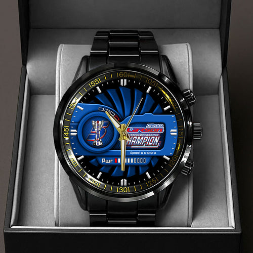 Kyle Larson 2025 NASCAR Cup Series Champion Black Stainless Steel Watch – HOATT14410