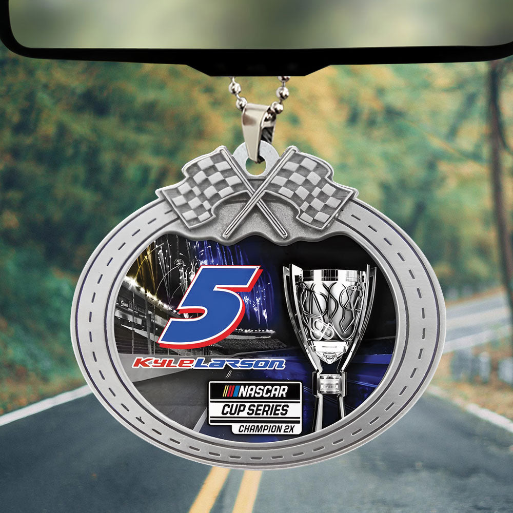 Kyle Larson NASCAR Cup Series Champions Custom shape 2-sided Acrylic Car Ornament – TMTHU1927