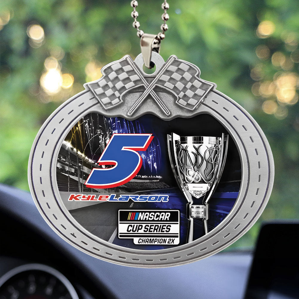 Kyle Larson NASCAR Cup Series Champions Custom shape 2-sided Acrylic Car Ornament – TMTHU1927