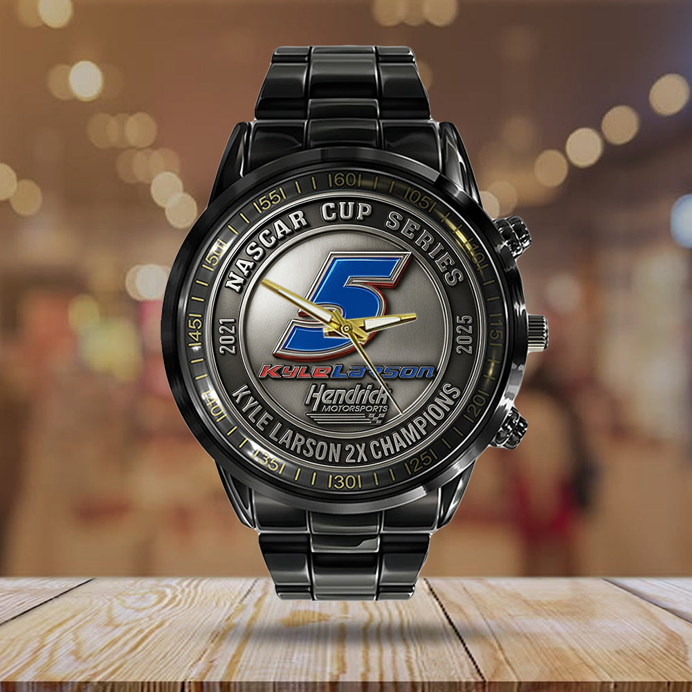Kyle Larson NASCAR Cup Series Champions Black Stainless Steel Watch – TMTHU1933