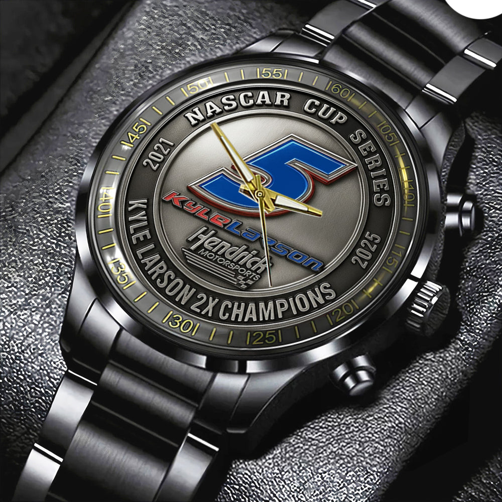 Kyle Larson NASCAR Cup Series Champions Black Stainless Steel Watch – TMTHU1933