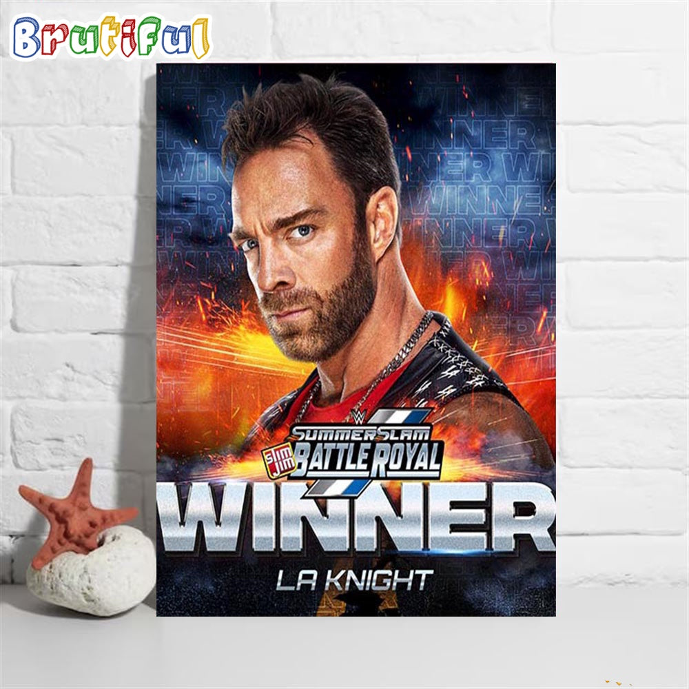 LA Knight Wins The First-ever Slim Jim At WWE SummerSlam Battle Royal Wall Art Poster Canvas