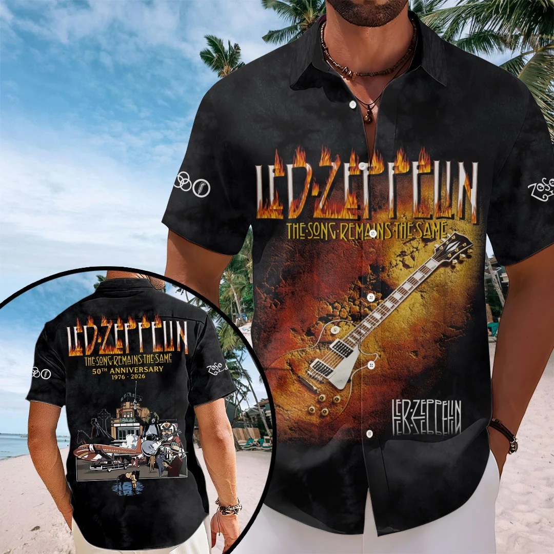 Led Zeppelin Short Sleeve Button-Down Shirt – GNE8723