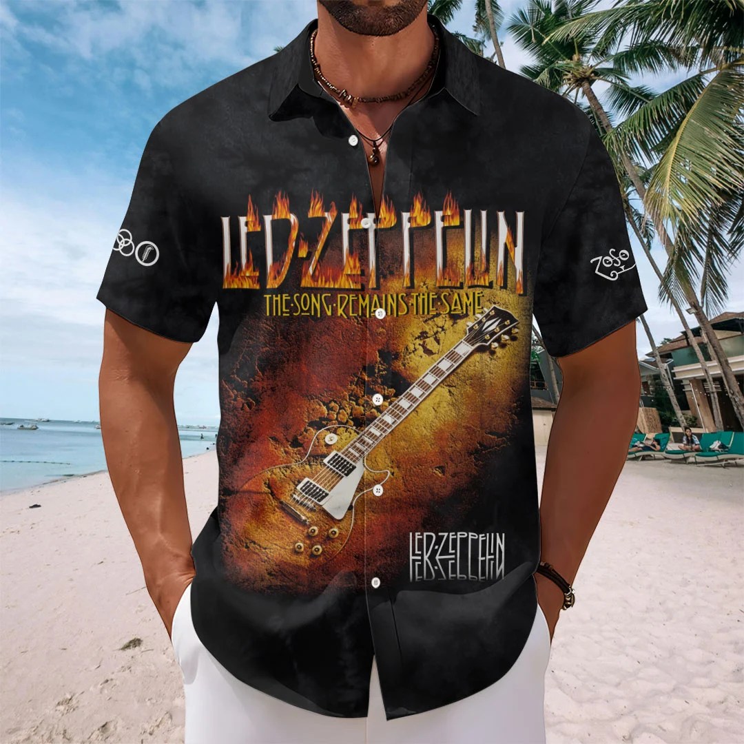 Led Zeppelin Short Sleeve Button-Down Shirt – GNE8723