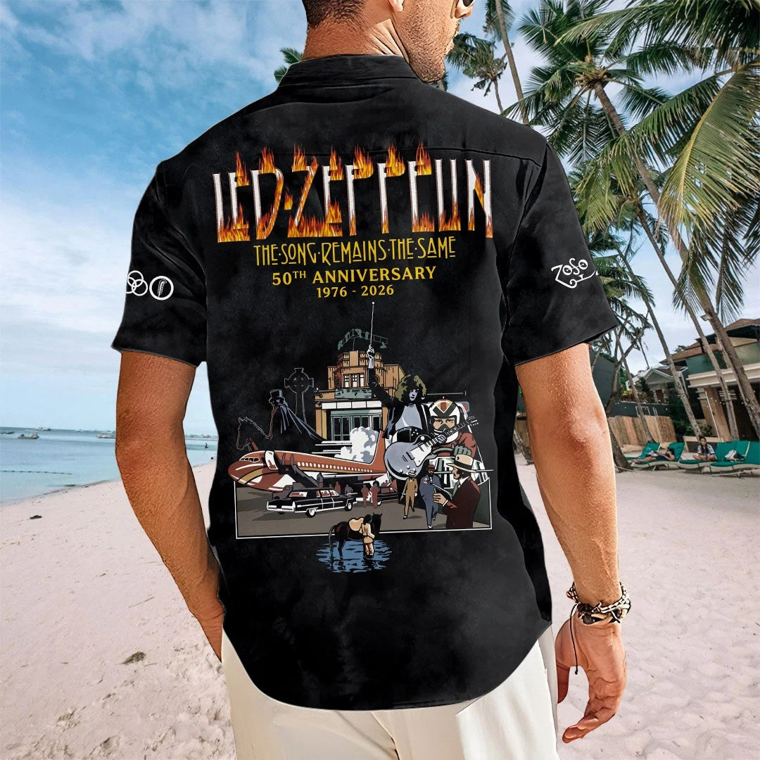 Led Zeppelin Short Sleeve Button-Down Shirt – GNE8723