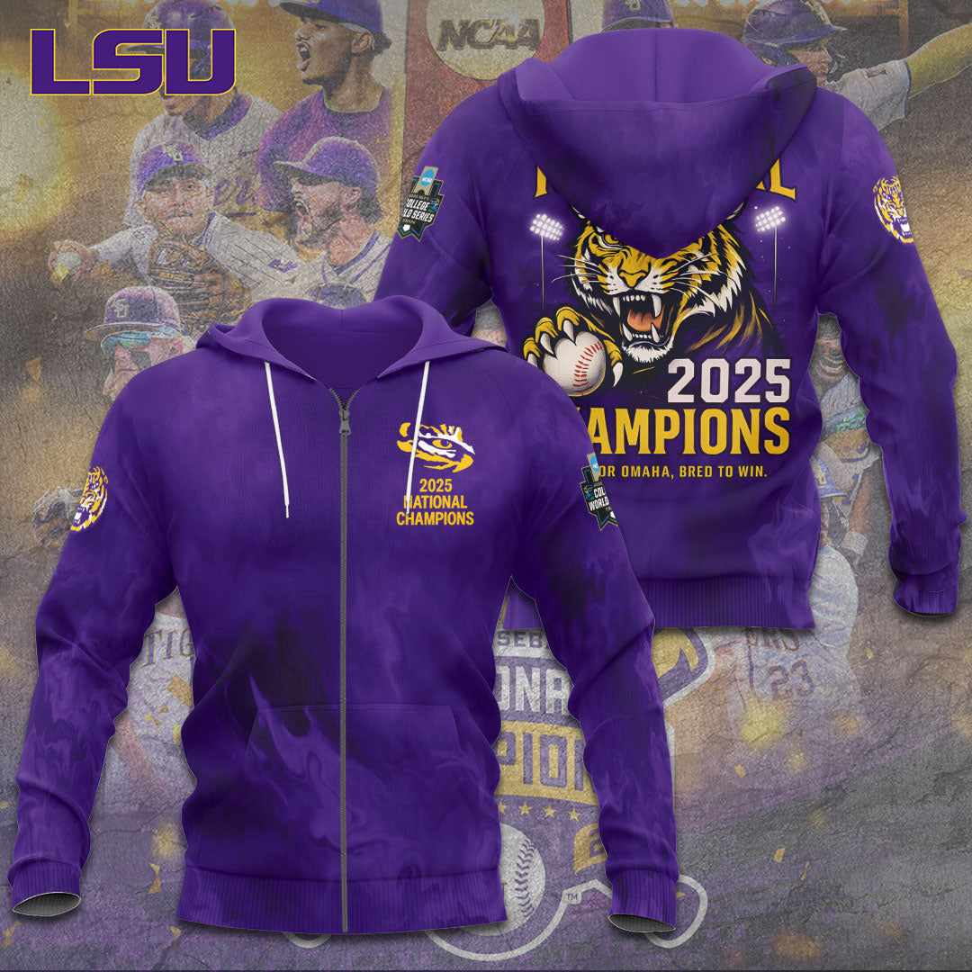 LSU Tigers Baseball 2025 National Champions 3D Apparel – TANTN 13902