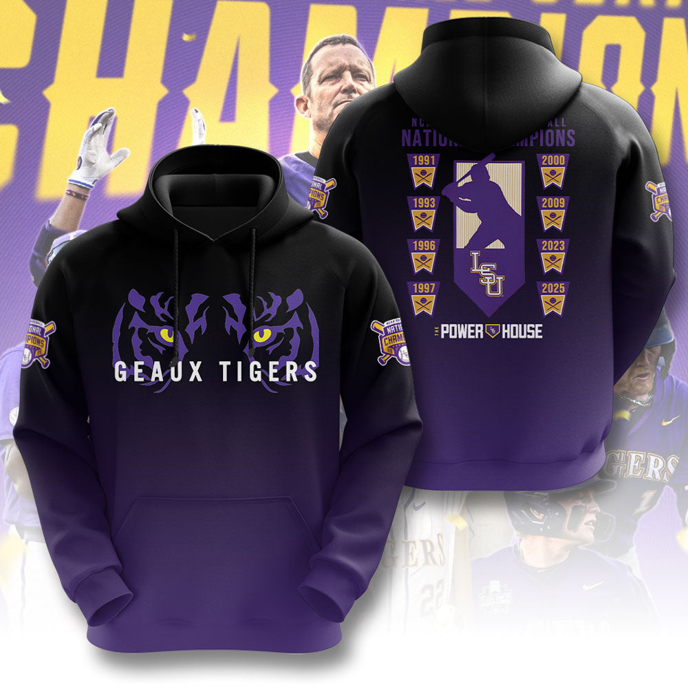 LSU Tigers Baseball 2025 National Champions 3D Apparel – GNE 3902