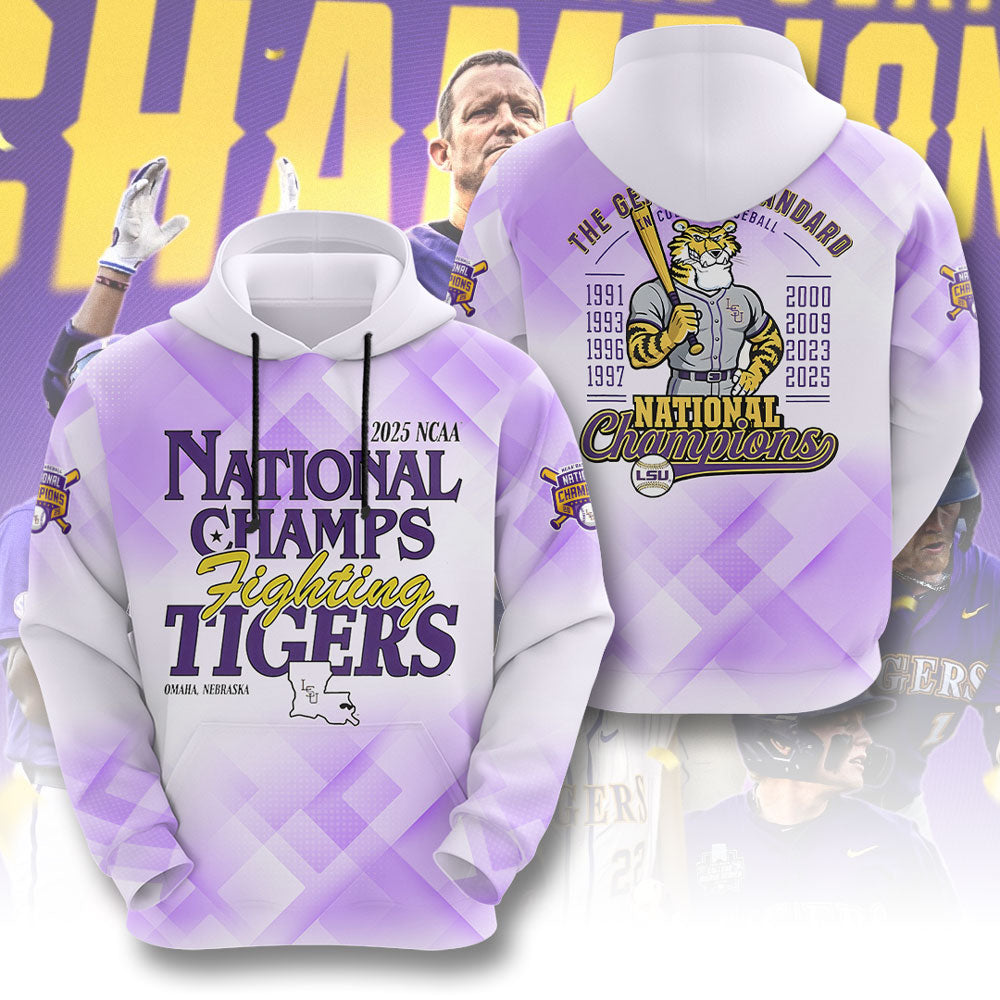 LSU Tigers Baseball 2025 National Champions 3D Apparel – GNE 3938