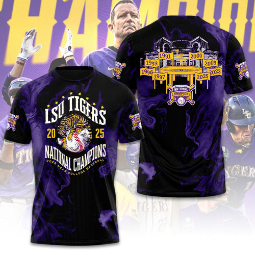 LSU Tigers Baseball 2025 National Champions 3D Apparel – GNE 3843