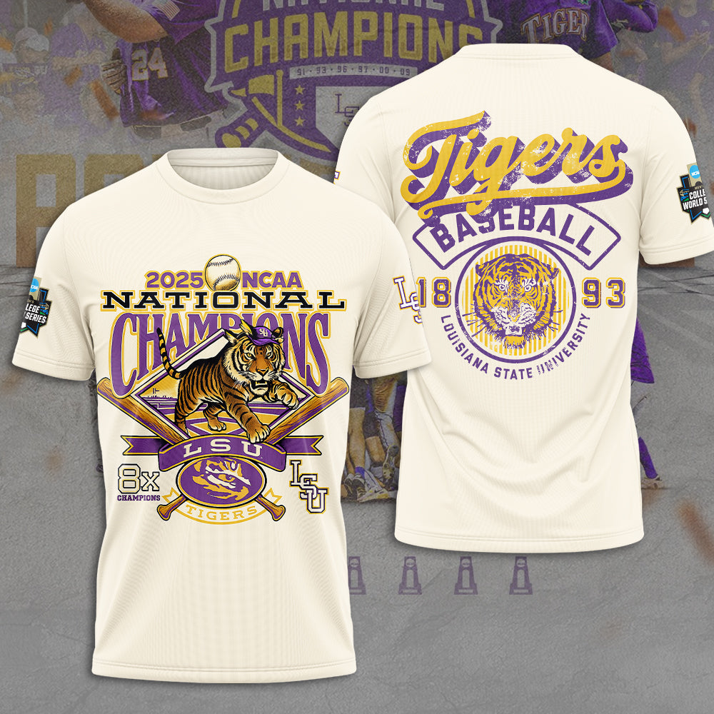 LSU Tigers Baseball 2025 National Champions 3D Apparel – MAITM 11806
