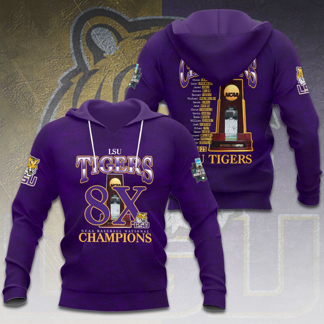 LSU Tigers Baseball 2025 National Champions 3D Apparel – HOATT 11444