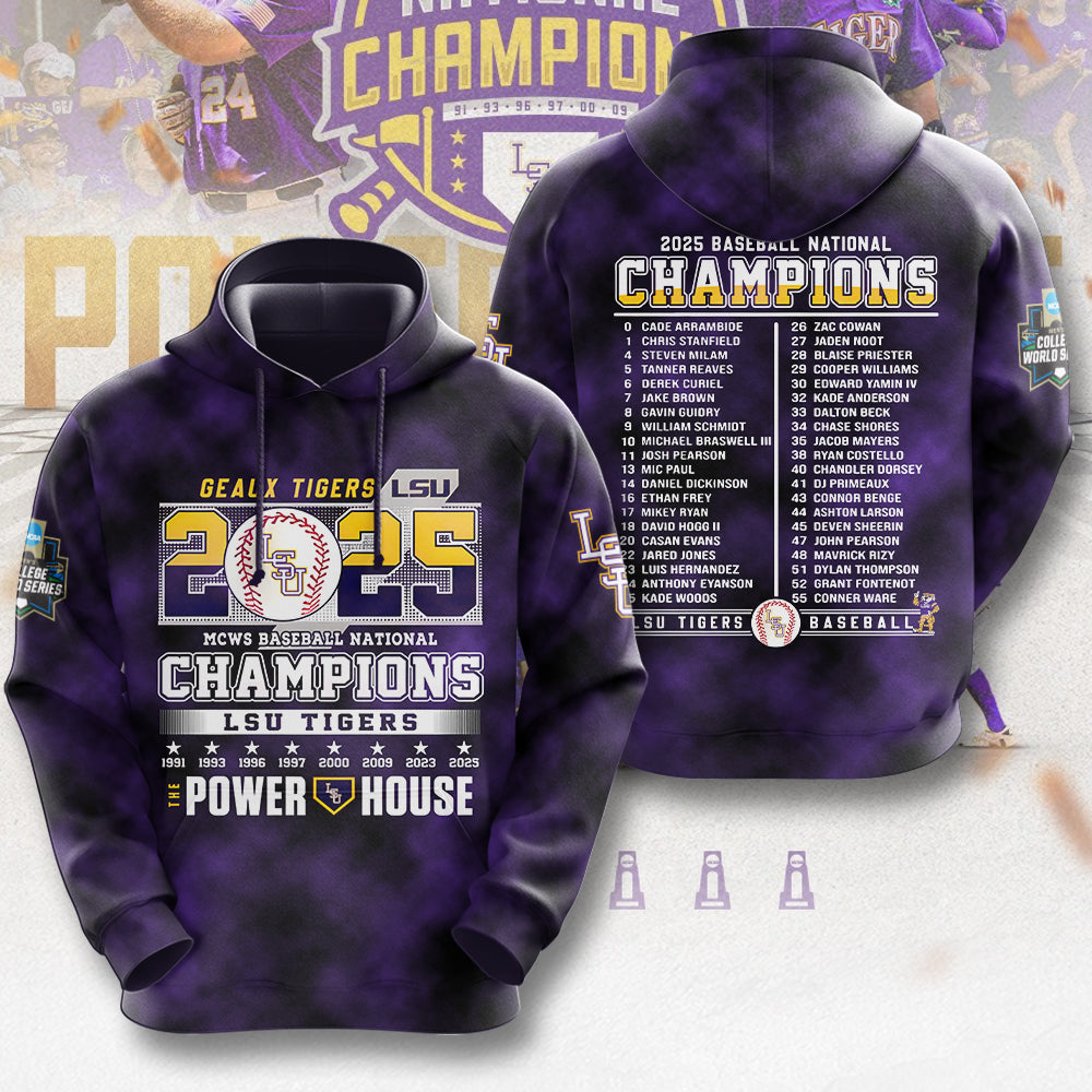 LSU Tigers Baseball 2025 National Champions 3D Apparel – MAITM 11805