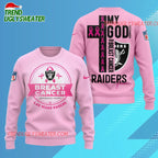Las Vegas Raiders 2025 Nfl My God Is Stronger Than Breast Cancer Chritmas Sweater