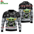 Las Vegas Raiders Baby Yoda Hug The Ball Christmas Ugly Sweater