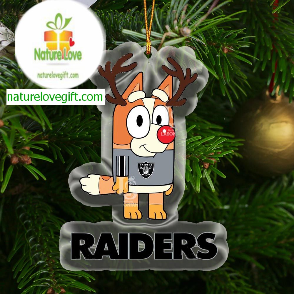 Las Vegas Raiders Bluey Chilli Christmas Deer NFL Acrylic Christmas Tree Decoration Ornament 19003
