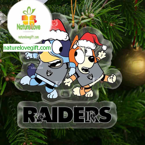 Las Vegas Raiders Bluey Christmas Holiday NFL Acrylic Christmas Tree Decoration Ornament 19005