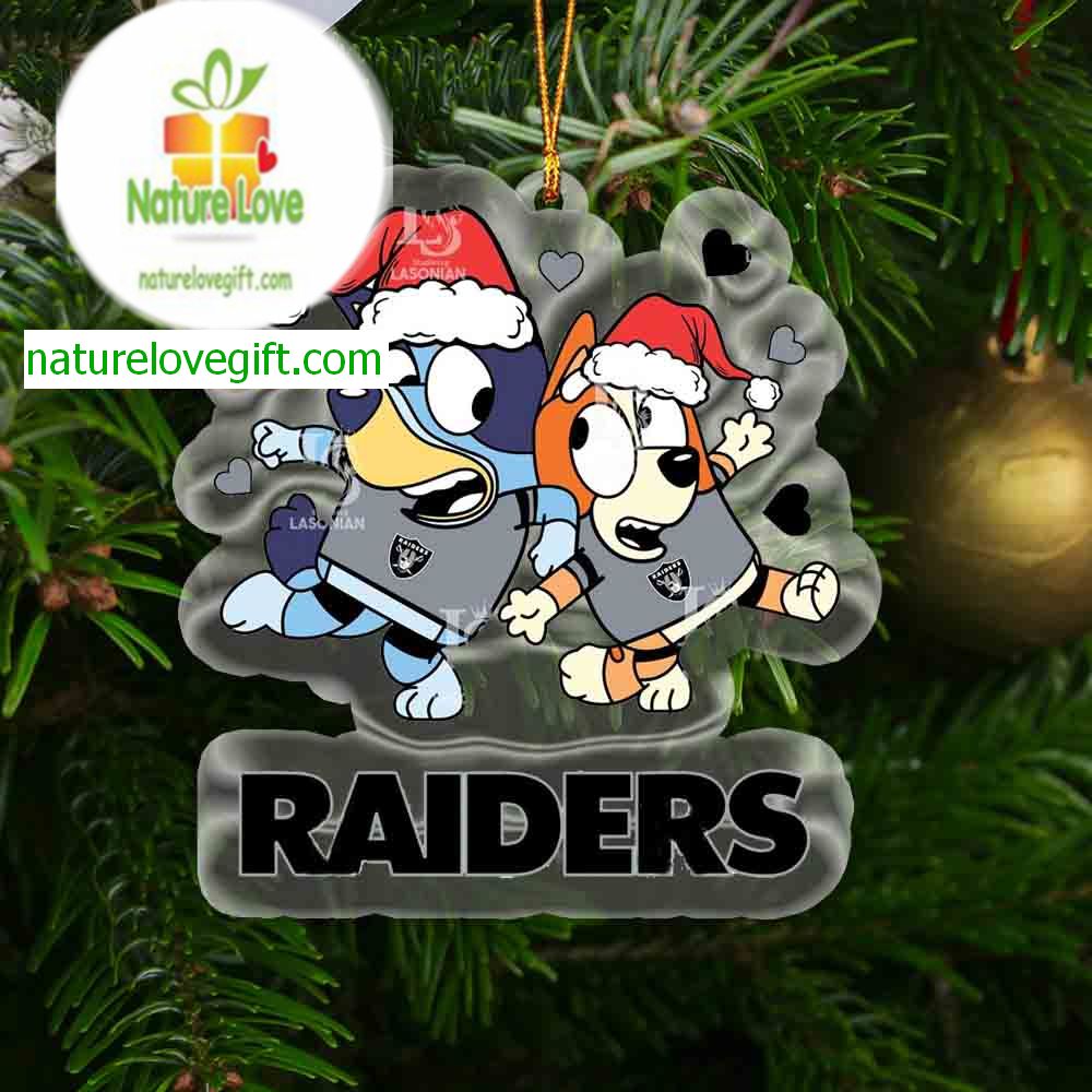 Las Vegas Raiders Bluey Christmas NFL Acrylic Christmas Tree Decoration Ornament