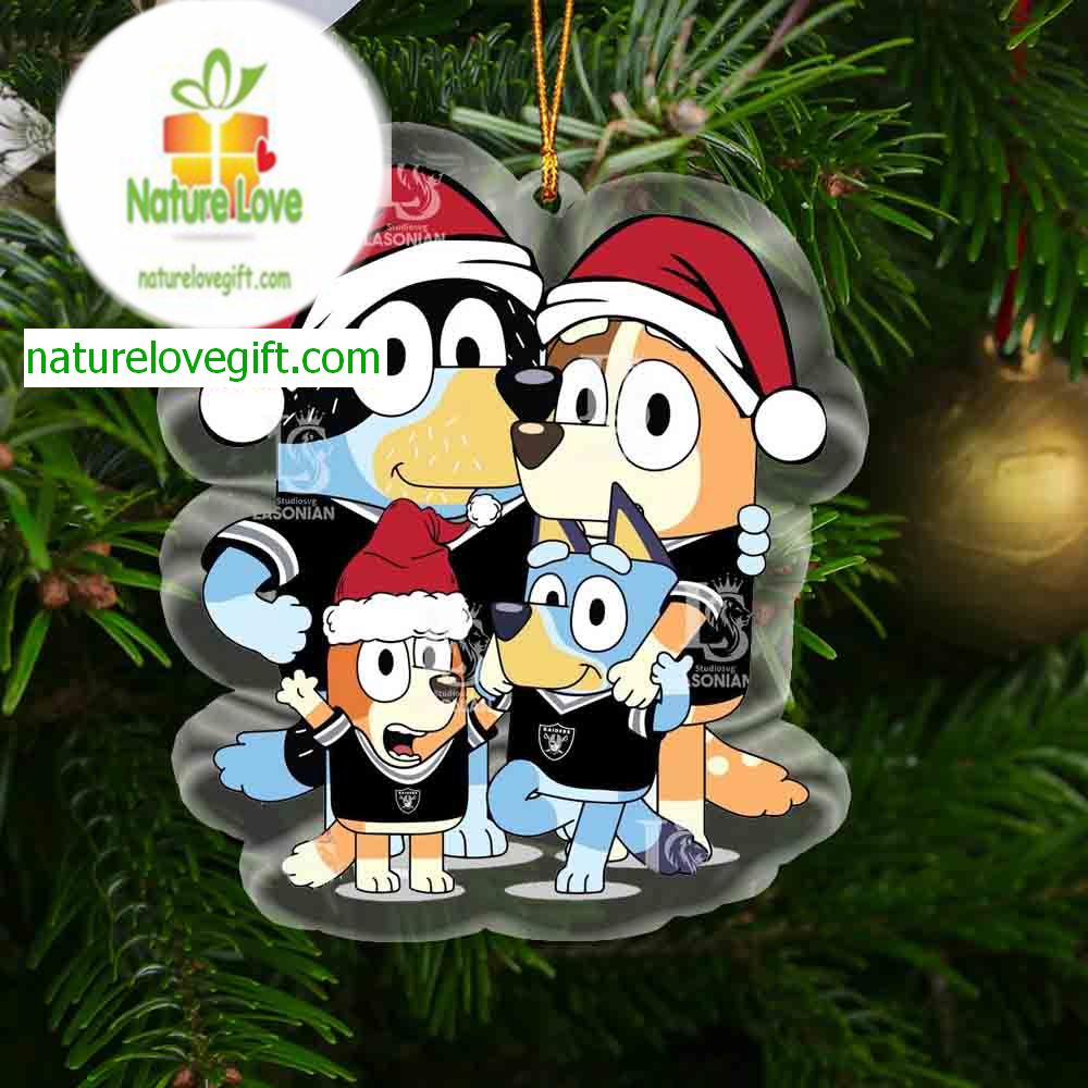 Las Vegas Raiders Bluey Family Christmas NFL Acrylic Christmas Tree Decoration Ornament