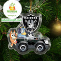 Las Vegas Raiders Bluey Friends Car NFL Acrylic Christmas Tree Decoration Ornament 19043