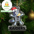 Las Vegas Raiders Bluey Happy Christmas NFL Acrylic Christmas Tree Decoration Ornament
