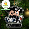 Las Vegas Raiders Disney Mickey And Minnie NFL Acrylic Christmas Tree Decoration Ornament