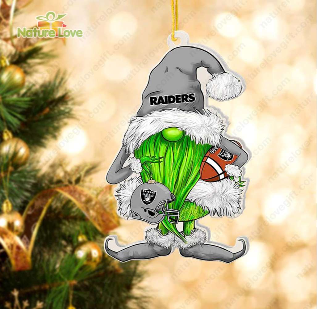 Las Vegas Raiders Gnome Christmas Ornament Santa Xmas Tree Decoration