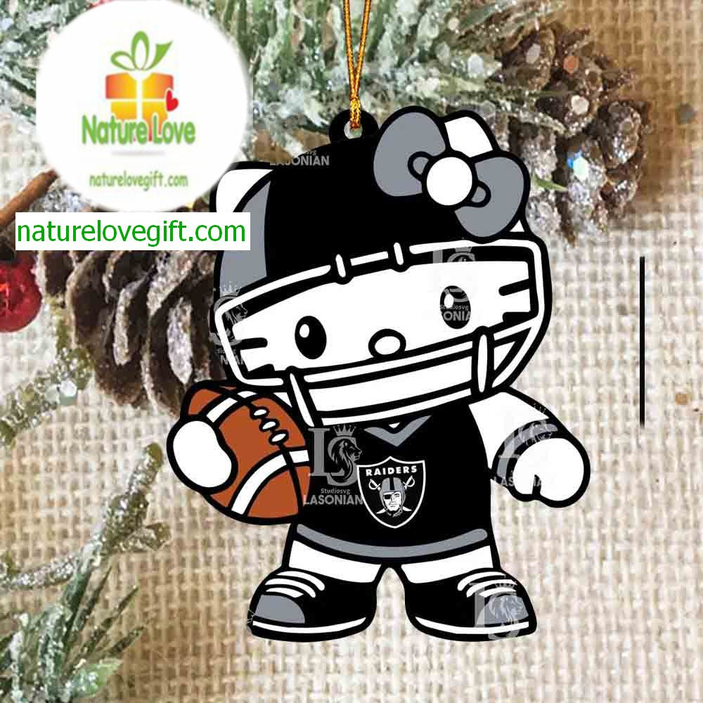 Las Vegas Raiders Hello Kitty Acrylic NFL Christmas Tree Decoration Ornament