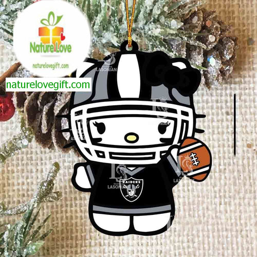 Las Vegas Raiders Hello Kitty NFL Acrylic Christmas Tree Decoration Ornament