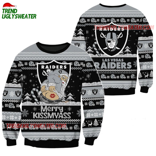 Las Vegas Raiders Merrykissmyass Funny Santa Claus Christmas Ugly Sweater