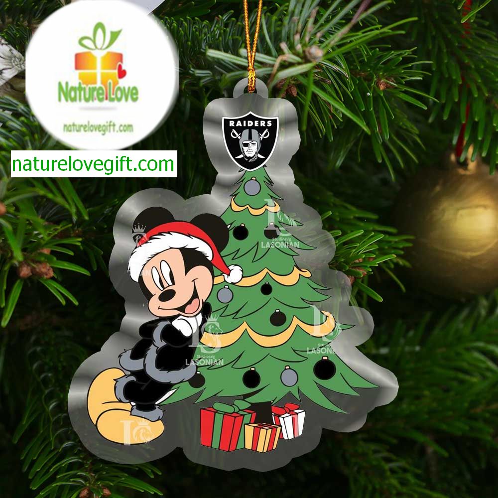 Las Vegas Raiders Mickey Christmas Tree NFL Acrylic Christmas Tree Decoration Ornament