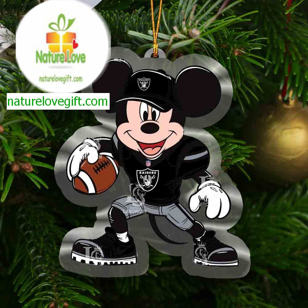 Las Vegas Raiders Mickey Mouse Football NFL Acrylic Christmas Tree Decoration Ornament