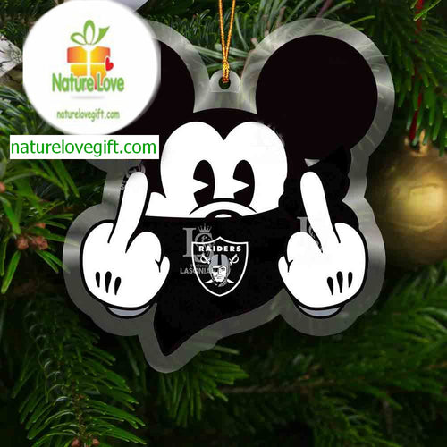 Las Vegas Raiders Mickey Mouse Middle Hand NFL Acrylic Christmas Tree Decoration Ornament