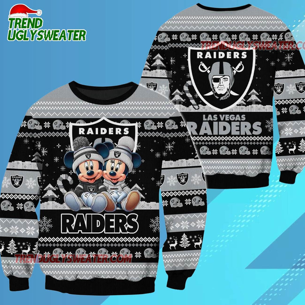 Las Vegas Raiders NFL Mickey Minnie Ugly Christmas Sweater