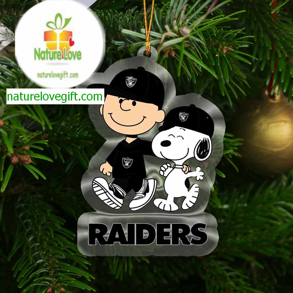 Las Vegas Raiders Peanuts Snoopy Friends NFL Acrylic Christmas Tree Decoration Ornament 19145