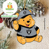 Las Vegas Raiders Pooh Bear Disney NFL Acrylic Christmas Tree Decoration Ornament