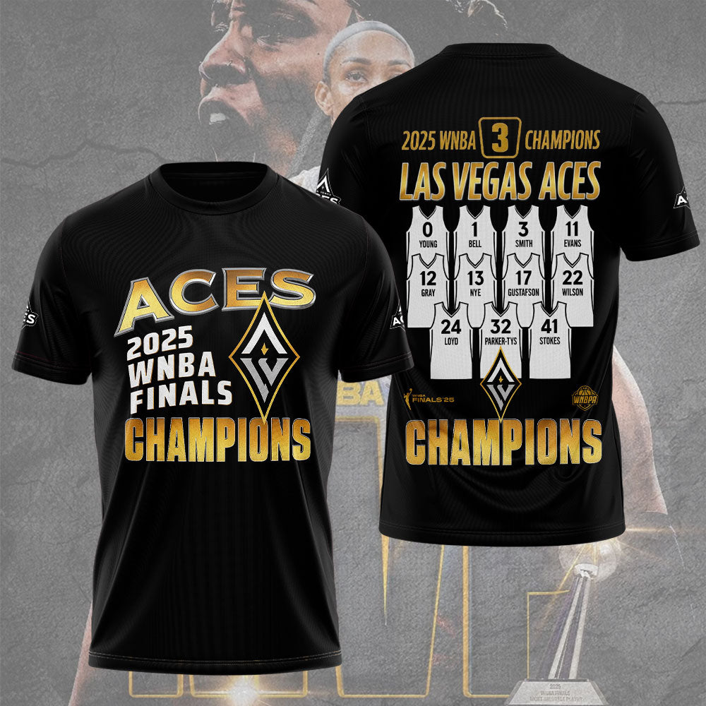 Las Vegas Aces WNBA 2025 Champions 3D Apparel – TMTHU1423