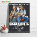 Legends Never Die Dickey Betts Poster Canvas, Dickey Betts Thank You For The Memory Poster Canvas