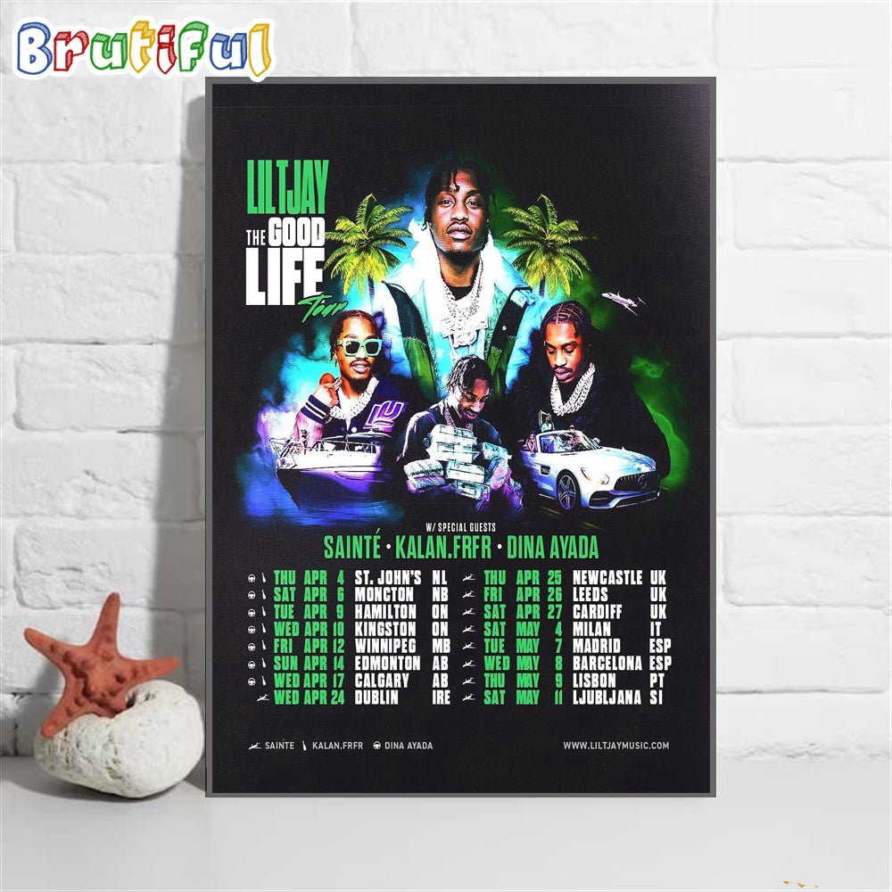 Lil Tjay Bringing The Good Life Europe And Canada 2024 Wall Art Poster Canvas