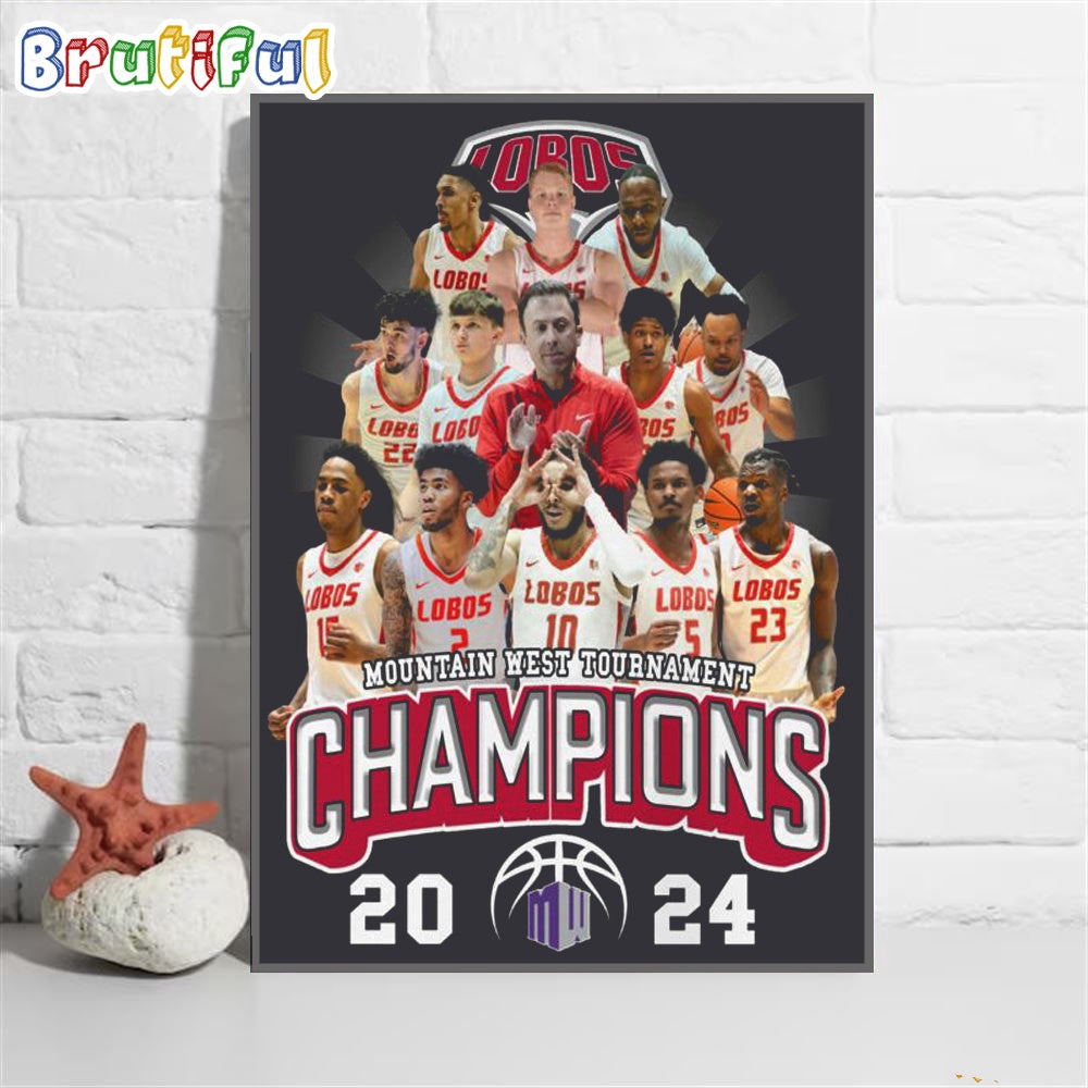 Lobos Rush Mountain West Tournament Champions 2024 Wall Art Poster Canvas