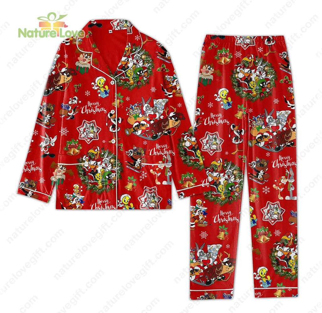 Looney Tunes Christmas Pajamas Tweety Funny Pajama Red Set