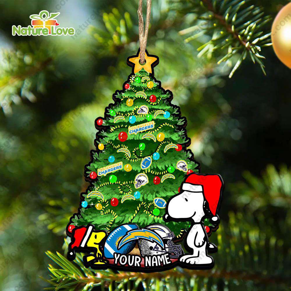 Los Angeles Chargers Custom Snoopy Peanuts Christmas Ornament Xmas Tree Decorations